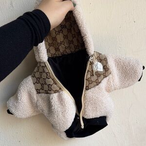 Cozy Beige Hooded dog Jacket